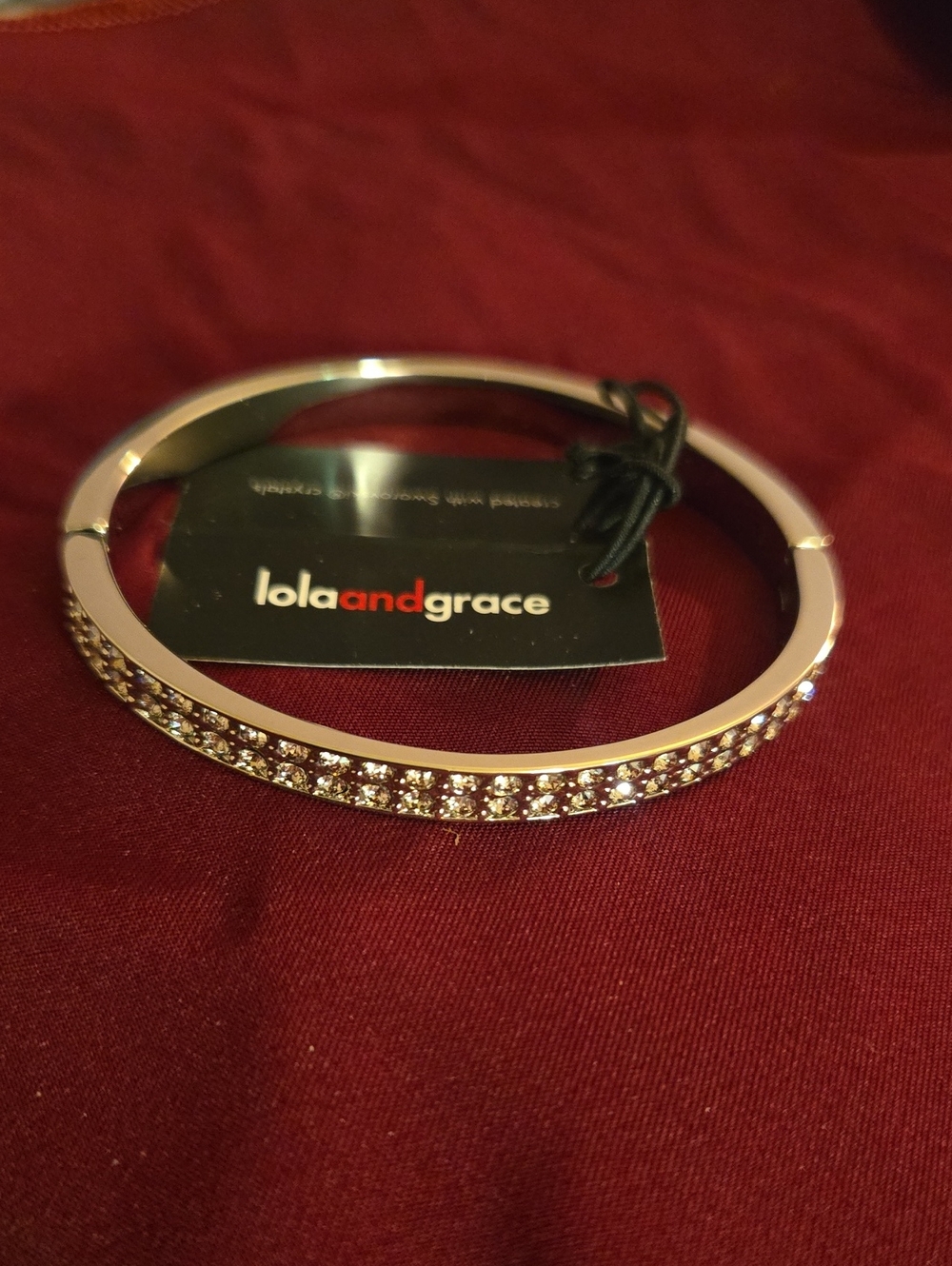 Lola and Grace Silver Crystal Pavé Bangle Bracelet - Clear